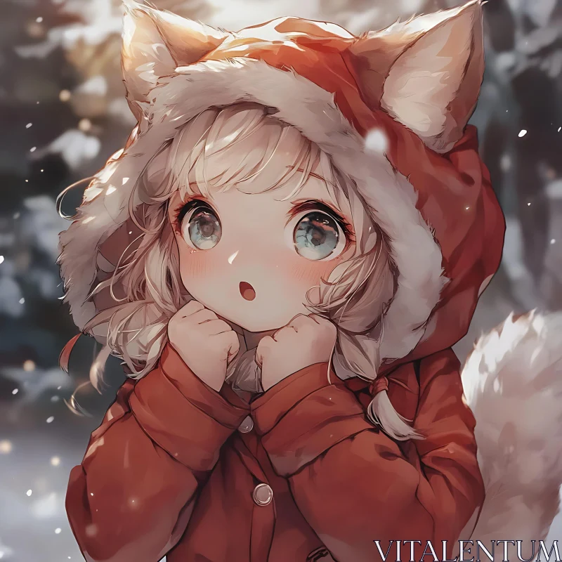 Cute Anime Character in Winter Attire AI Image