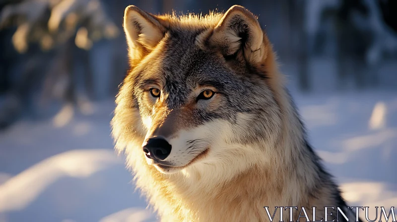 AI ART Winter Wolf Close-Up