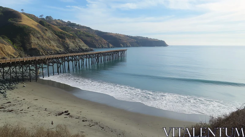 AI ART Coastal Pier Serenity