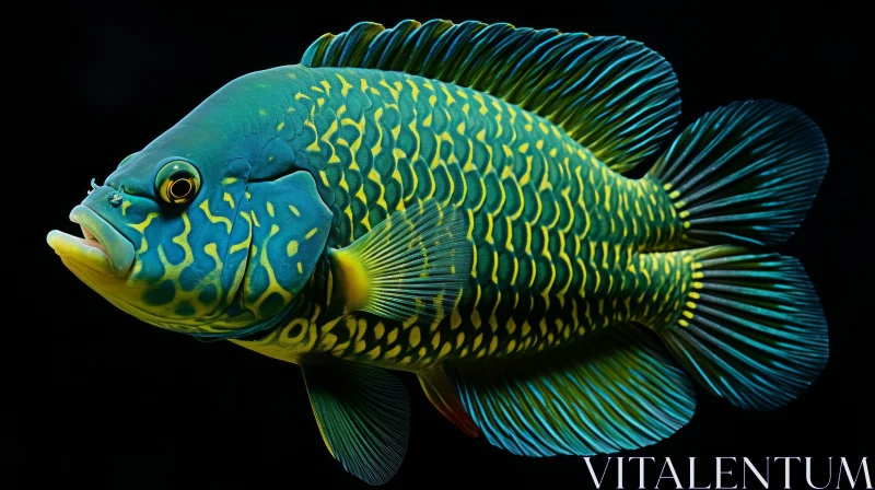 Captivating Tropical Fish Artwork: A Study in Monochromatic Symmetry AI Image