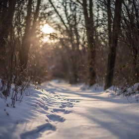 Snowy Forest Trail in Winter