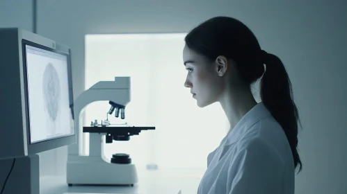 Scientist Analyzing Data in Lab