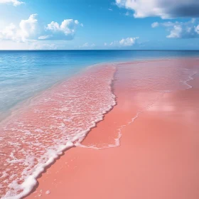 Seascape with Pink Sand and Blue Ocean