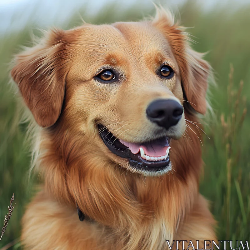 Happy Golden Retriever Close-Up AI Image