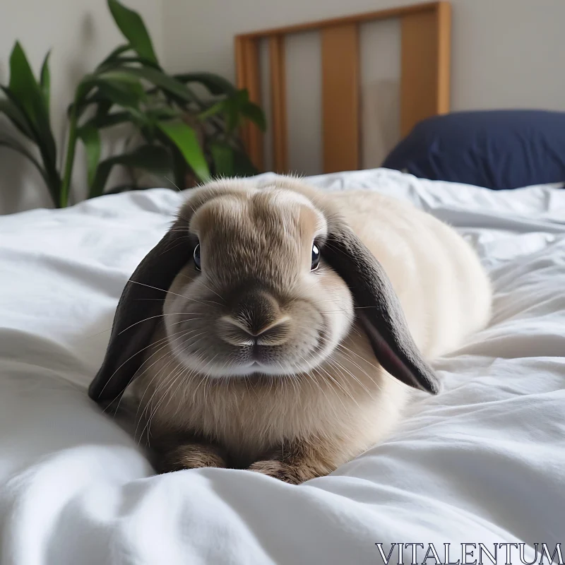 Resting Bunny on Bed AI Image