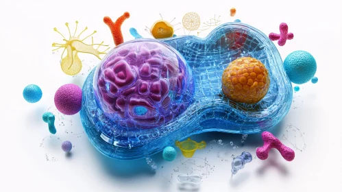 Colorful Microscopic Cell Composition