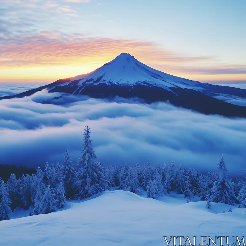 Winter Mountain Cloudscape AI Image