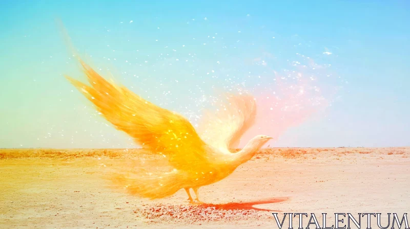 AI ART Mythical Bird Soaring Desert Art