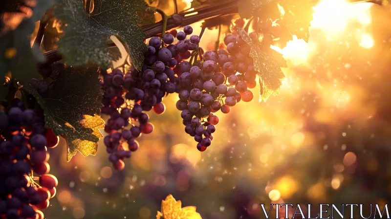 AI ART Sunlit Grapes on a Vineyard