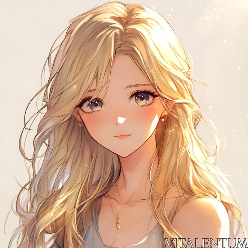 Expressive Anime Girl with Blonde Hair AI Image