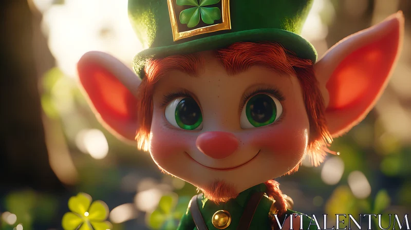 AI ART Whimsical Leprechaun with Green Eyes