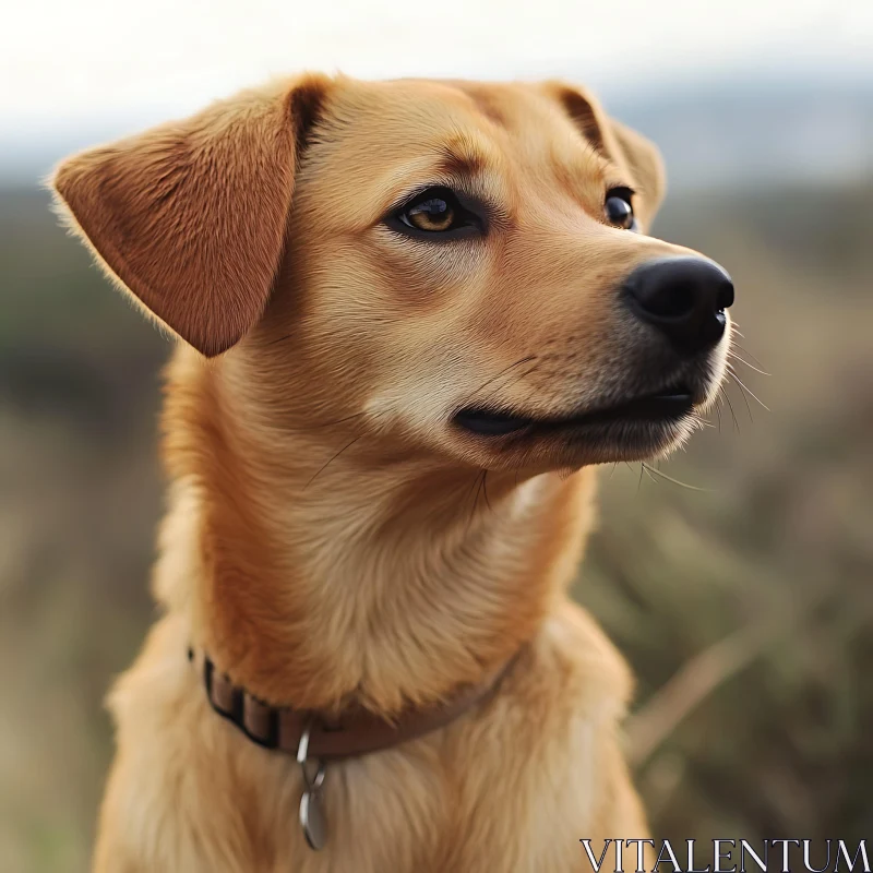 Gentle Dog Portrait in Natural Setting AI Image