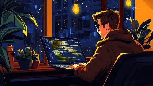 Programmer at Work Late Night