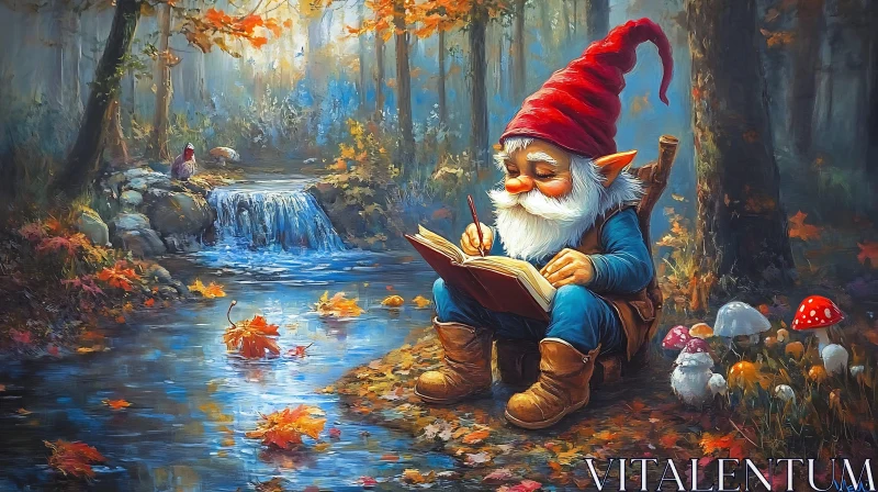 AI ART Forest Gnome Writing By Stream