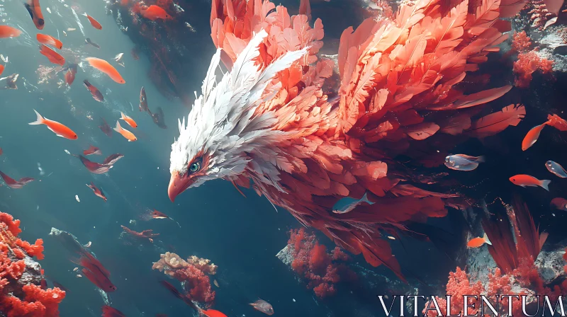 Aquatic Bird with Fiery Plumage AI Image