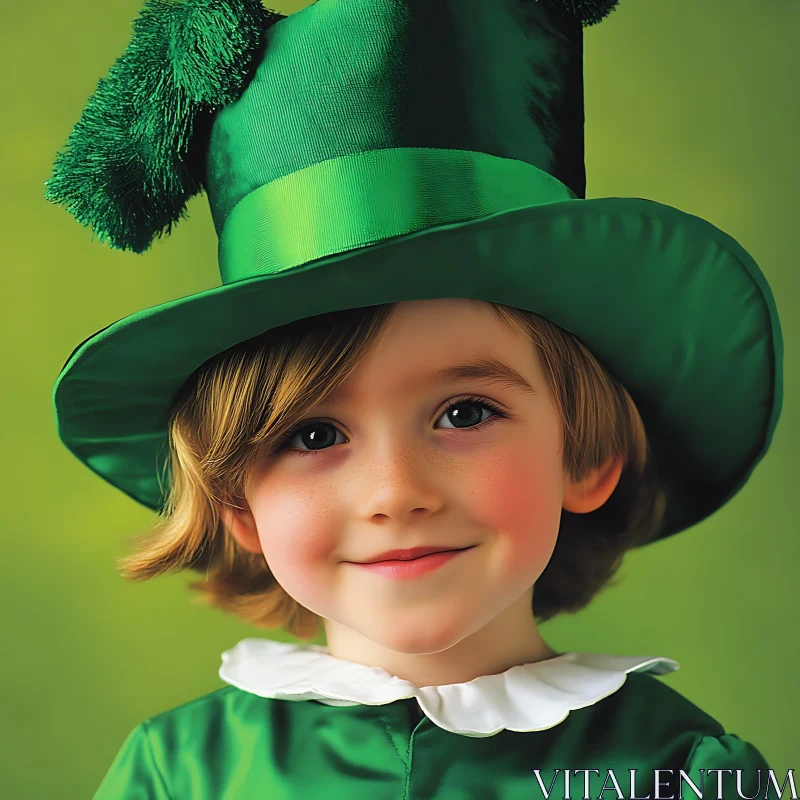 AI ART Whimsical Child in Green Outfit