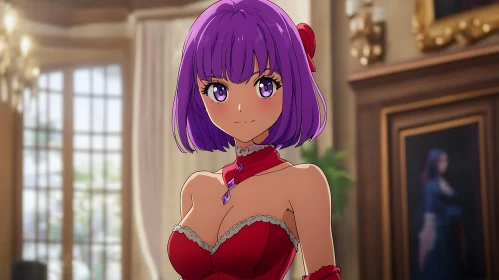 Anime Girl in Red Dress