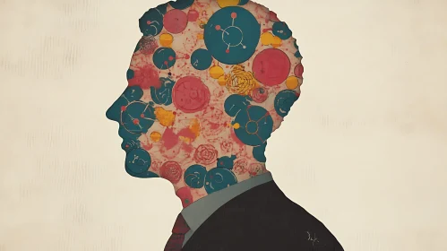 Profile of a Man Filled with Circles