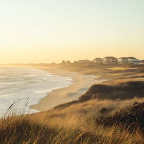 Seaside Houses at Sunset