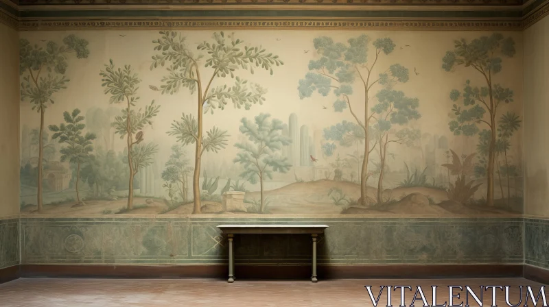 Italian Villa Interior with Classic Landscape Mural AI Image