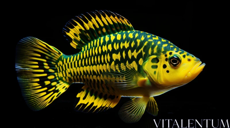Stunning Yellow and Black Striped Fish with Chiaroscuro Lighting AI Image