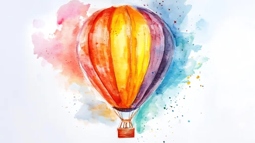 Balloon Flight Watercolor Art