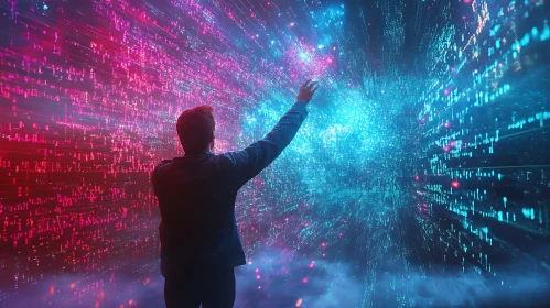 Man Interacting with Data Stream