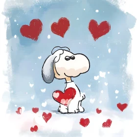 Heartfelt Cartoon Dog Illustration