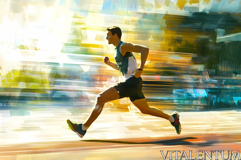 Energetic Runner in Motion Illustrating Speed and Agility AI Image