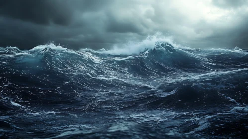 Ocean Fury: A Seascape of Tumultuous Waves