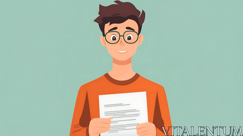 Stylized Man with Document Art AI Image