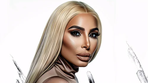 Kim Kardashian Blonde Hair Fashion Portrait