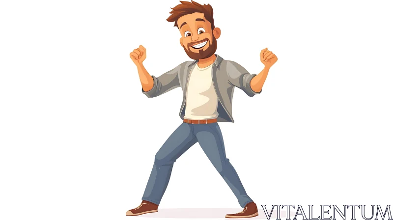 AI ART Happy Man Cartoon Illustration