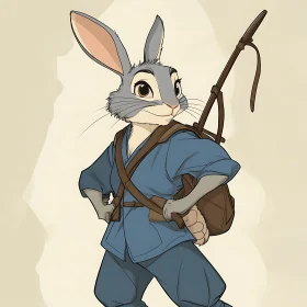 Cartoon Rabbit with Backpack