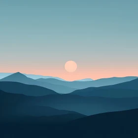 Blue Mountain Range at Sunset