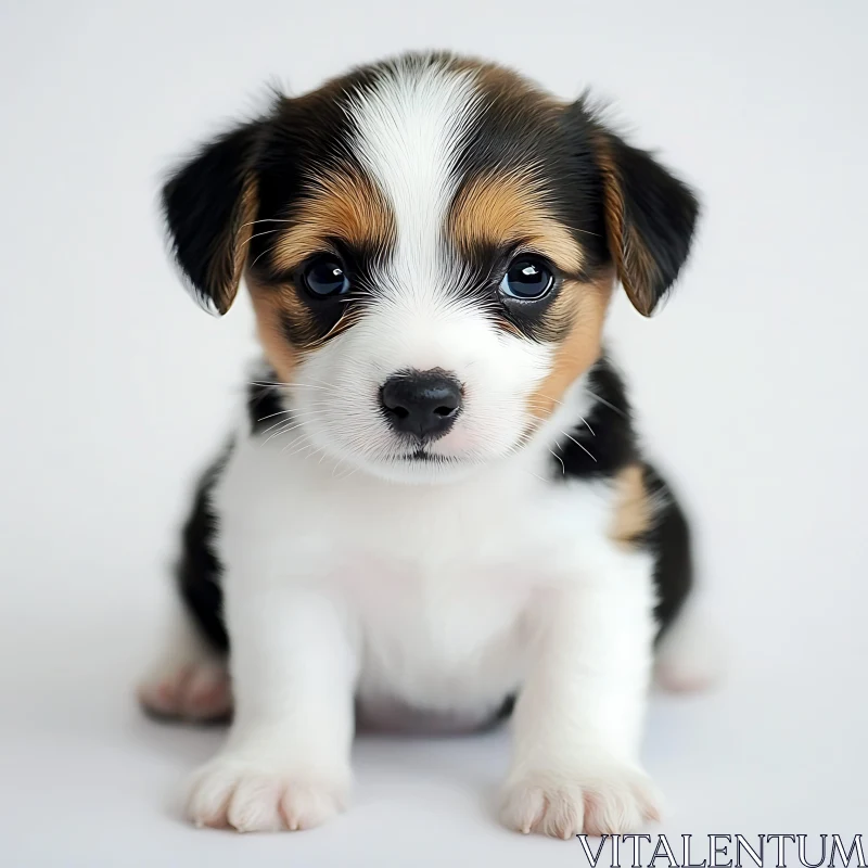 Cute Puppy Portrait on Light Background AI Image