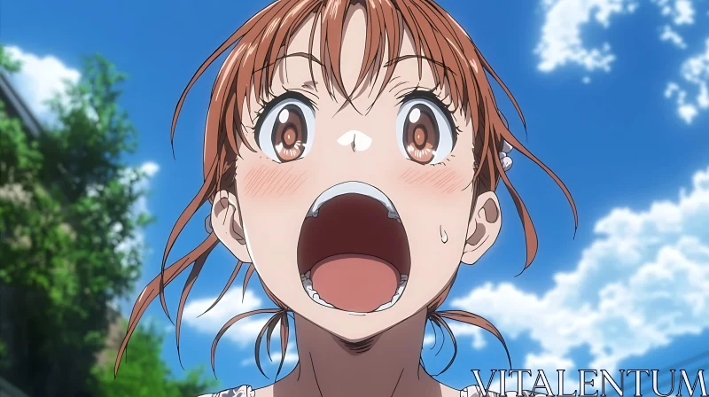 Anime Illustration of Surprised Girl AI Image