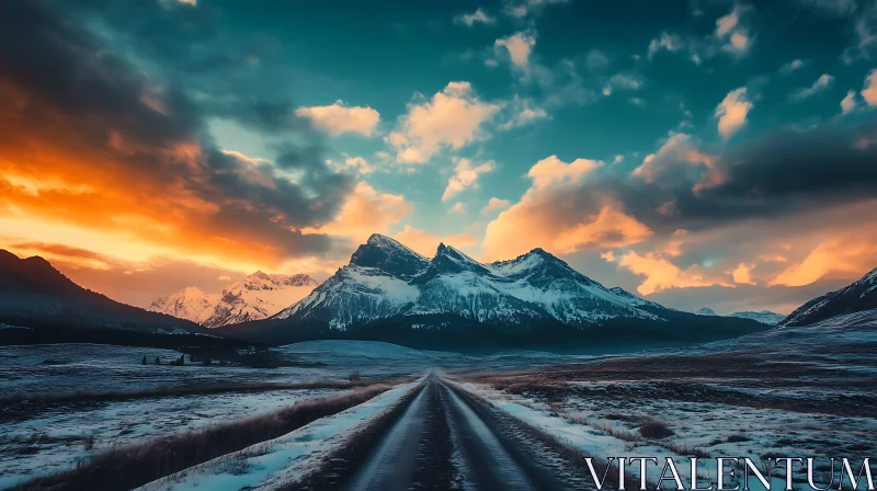 Majestic Mountains at Sunset AI Image