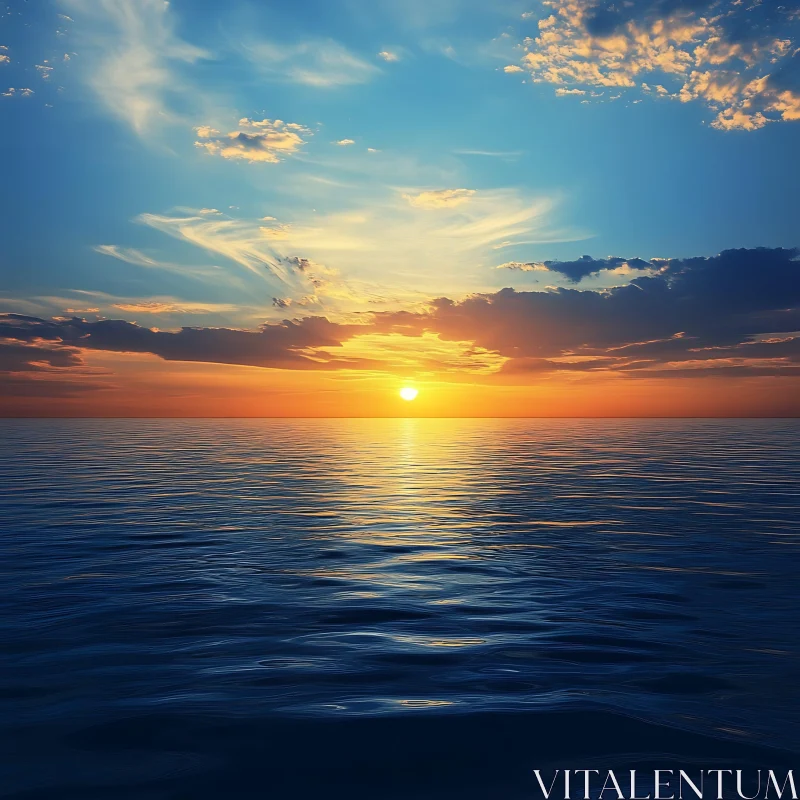 AI ART Golden Sunset Over Calm Sea