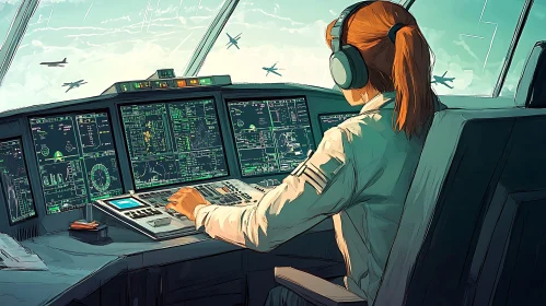 Woman Managing Air Traffic