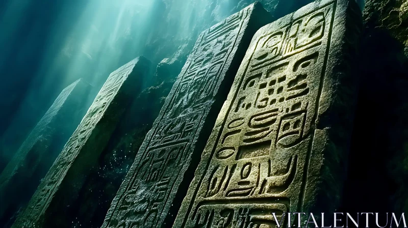 Underwater Hieroglyphs: Lost Civilization AI Image