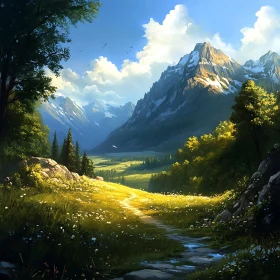 Mountain Path Serenity Landscape Painting