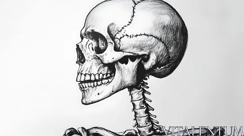 Detailed Skull and Torso Illustration AI Image