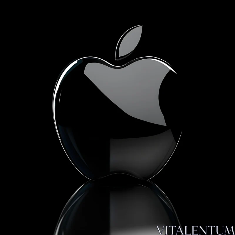 AI ART Glossy Metallic Apple Logo