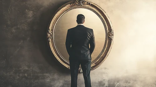 Reflection of Ambition: A Man and His Mirror