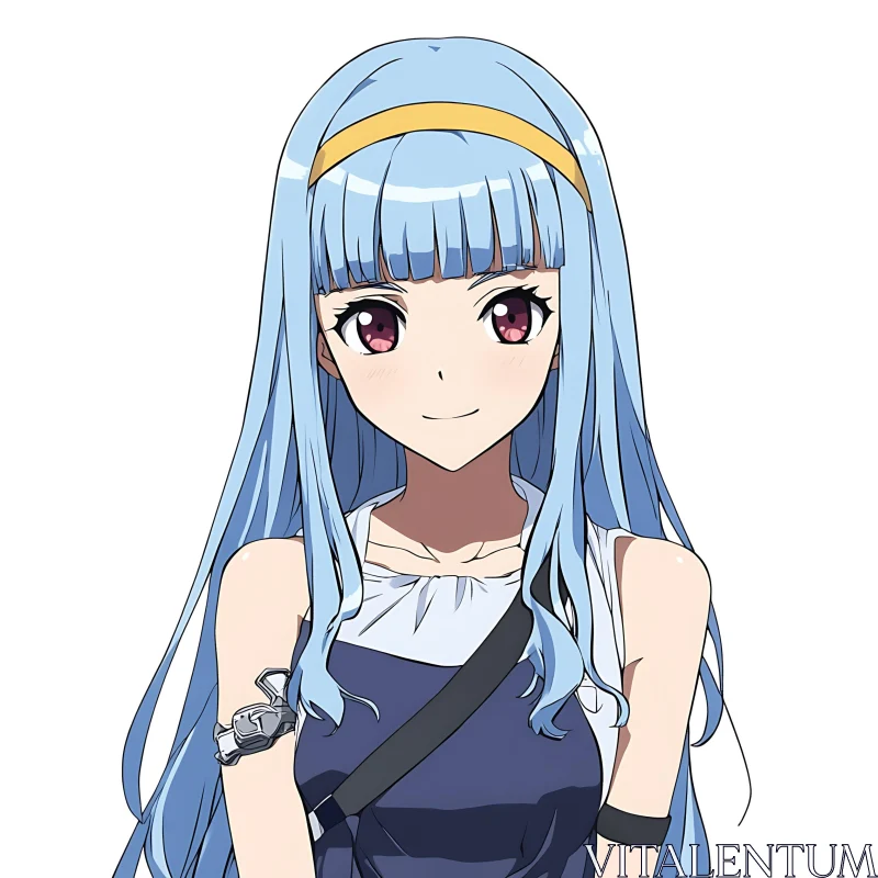 Charming Anime Character with Blue Hair AI Image