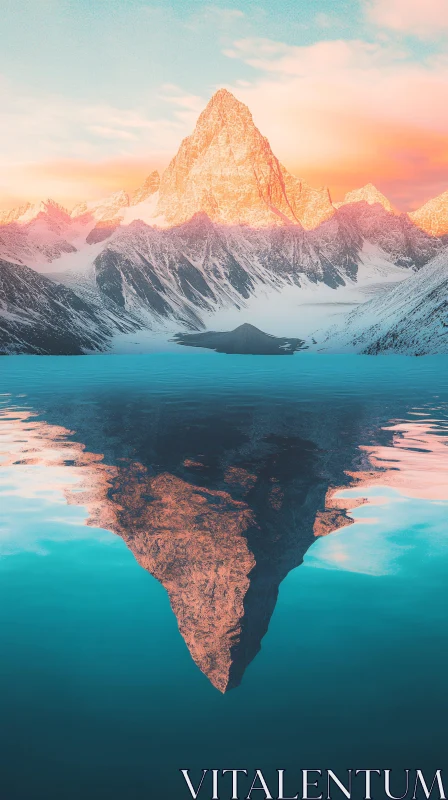 Mountain Reflection at Sunrise AI Image