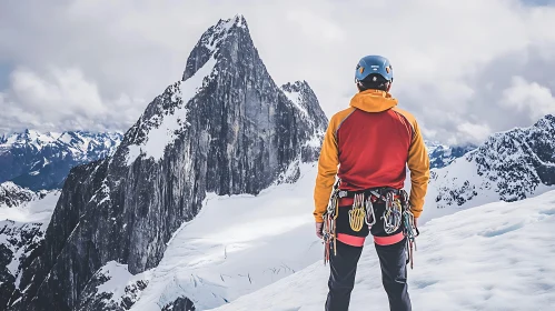 Alpine Climber's Snowy Mountain Vista