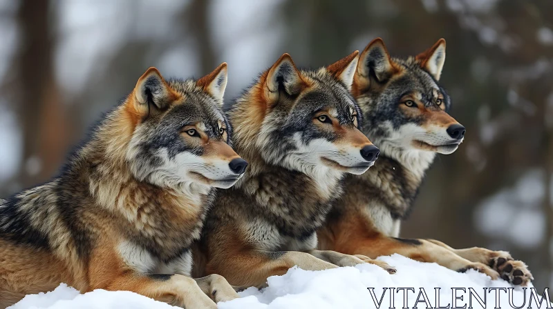 AI ART Wolves Resting in Winter Landscape