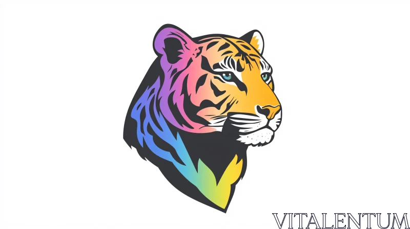 AI ART Modern Gradient Tiger Graphic Art